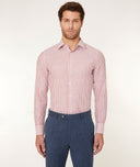 Chemise Coton et Lin Rayé Rouge