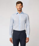 Chemise sur mesure pour hommes Bleu clair en Zéphir de Coton