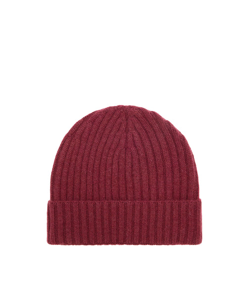 Beanie in burgundy cashmere