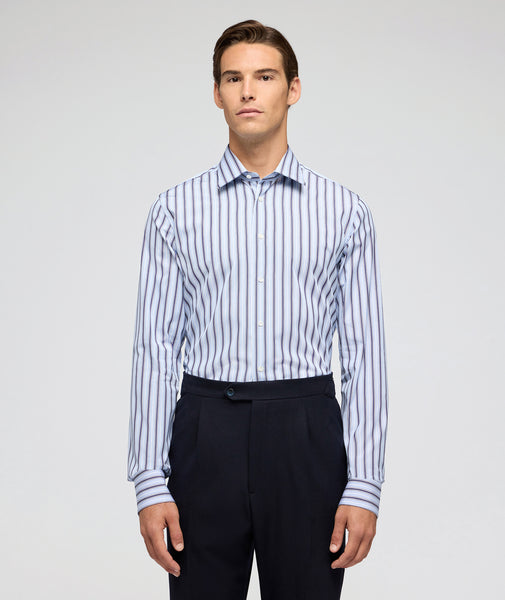 Light blue and blue striped cotton shirt