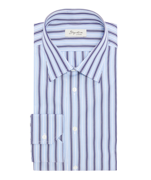 Light blue and blue striped cotton shirt