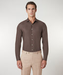 Tobacco in Linen Zephyr Men's Tailored Shirt for Ultimate Style