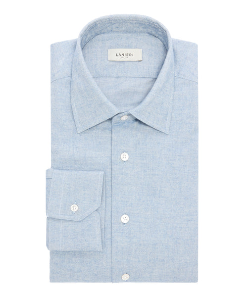 Solid Colour Light Blue Flannel Shirt