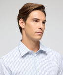 Camisa en algodón a rayas azul