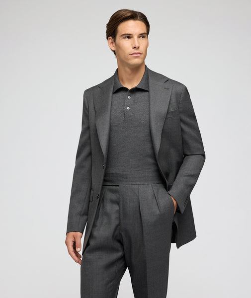 Traje hecho a medida para hombre gris en twill de lana