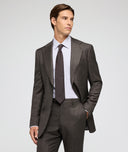 Brown twill wool suit with lilac stripe