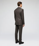 Brown twill wool suit with lilac stripe