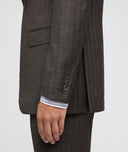 Brown twill wool suit with lilac stripe