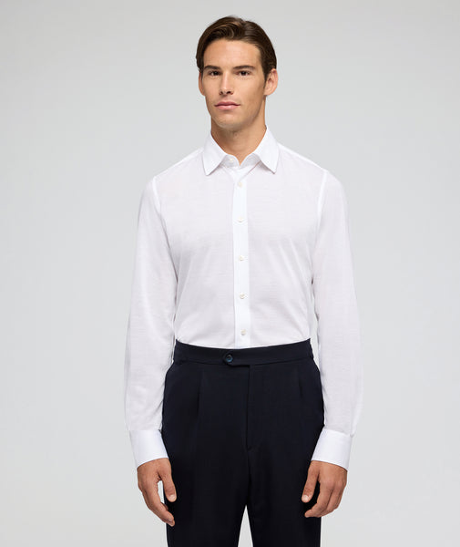 White Cotton Piquet Shirt