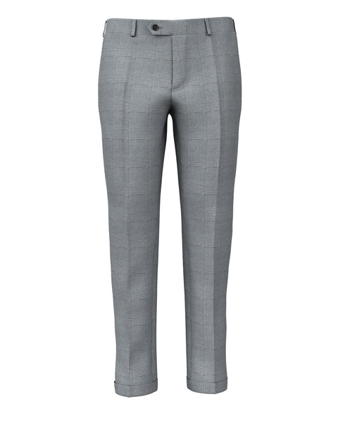 Trousers in light blue Prince of Wales wool