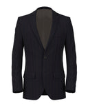 Navy and brown pinstriped wool jacket